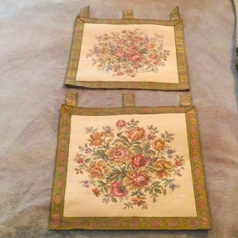 2- Gorgeous Imported vintage Florence Italian Imports 11” TAPESTRIES Beautiful